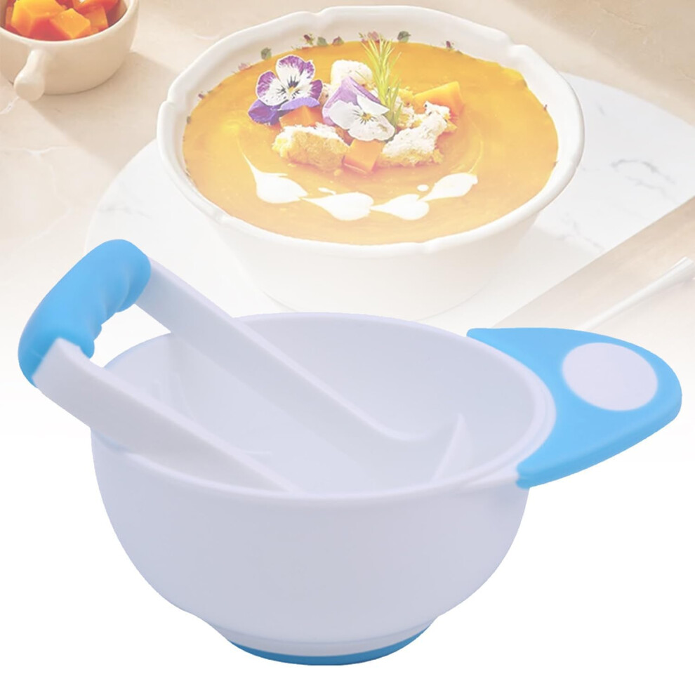 Baby Food Mash Bowl Handmade Fruit And Vegetable Grinding Set With Non-Slip Long Handle And Grinding Rod 1 Set Blue