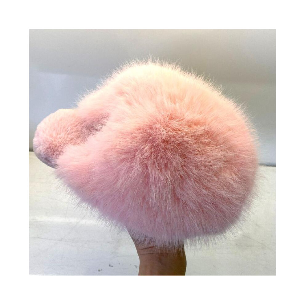 (PINK, EU 38/39 - UK 5/6) Women's Fluffy Faux Fur Slippers - Soft and Cozy for Winter