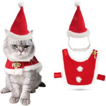 Christmas Pet Clothes, Dog Christmas Outfits Adjustable Christmas Cloak Pet Cape Xmas Hat Xmas Fancy Dress Warm Party Suit for Small Medium Dogs Cats