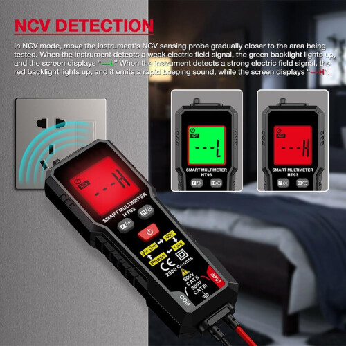 HT93 Digital Multimeter, Handheld NCV Detection, Multifunctional Smart Multimeter 1
