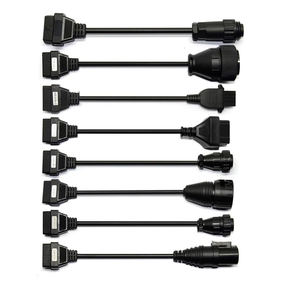 Heavy Duty Truck Diagnostic Adapter Kit 8-Piece Diagnostic Link Adapters With Connector Cords For Fleet Maintenance 9354506123147