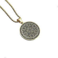 (Gold) Simple Solomon Seal Hexagon Star 12 Constellation Stainless Steel Chain Vintage Pendant Necklace Ladies Mens Charm Jewelry