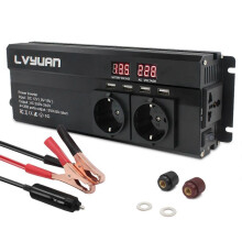 (12V) Car Inverter 2000W Power DC 12V/24V To AC 220V LED Display &amp; 4USB Converter Charger Transformer EU/Universal Plug