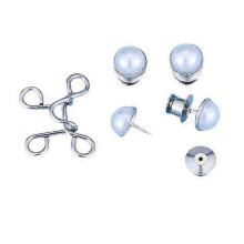 (White) 1 Pair Pearl Jeans Button Pins Pants Snap Fastener Adjustable Tightener Waist Buckle DIY Clothing Jeans Sewing-free Buttons