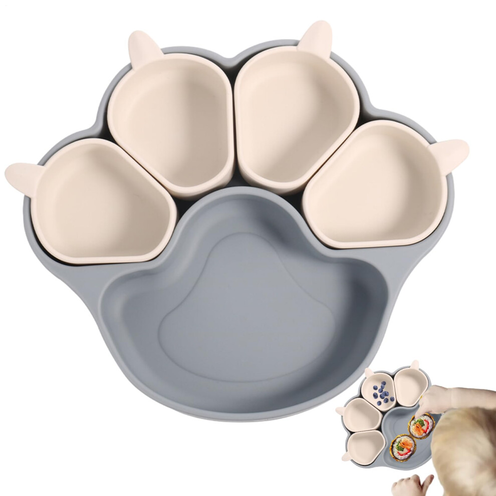 Suction Plates For Baby Silicone Toddler Plates With Cat Claw Design And Suction Cup Blue
