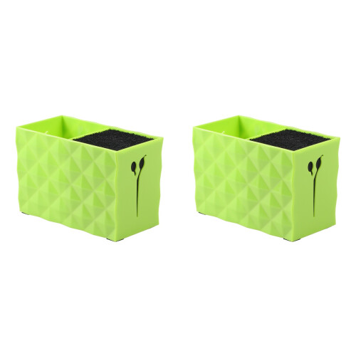 2 Pcs Double Slots Scissors Holder And Hair Clips Storage Box Green 1