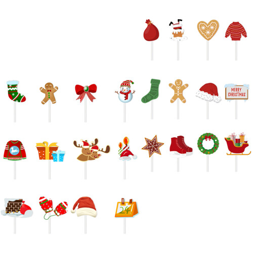 48 Pcs Christmas Cupcake Toppers Xmas Cake Decoration Fruit Picks