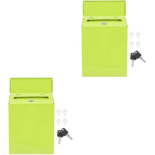 2pcs Box Mailbox With Lock Box File Rack Metal Iron Office 2