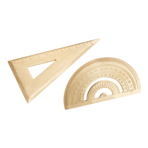 One Set Of Metal Triangle Ruler And Protractor For Students School Use