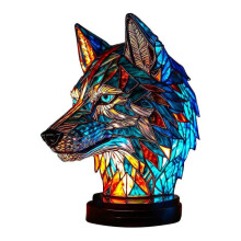 (wolf) Animal Table Lamp Stained Resin Stained Night Light Retro Desk Lamps Xmas Gift