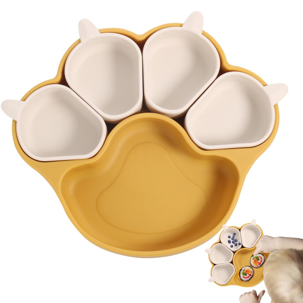 Silicone Baby Feeding Mat Cat Claw Shaped Toddler Plates With Suction Cup Divided Dinner Set One Size Yellow Outdoor Picnics