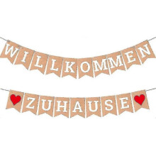 Welcome Home Banner, Welcome Garland Fr Decoration Family Party Welcome Home Banner with 19pcs Pennants And 3m Jute Rope*2