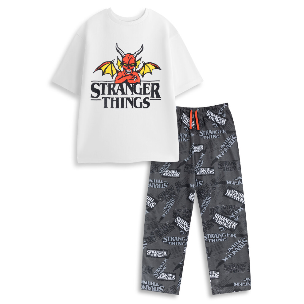 Stranger Things Men's White () Short Sleeve Long Leg Pyjama Set ( )
