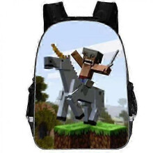 (Green) 3PCs/Set my world Children's School Backpack Kids School Bags my world Game 3D Print Design Teenagers Book-Bags Set