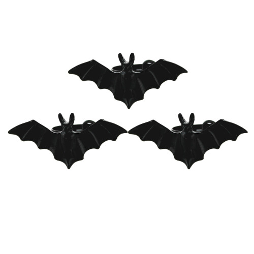 9 Pcs Adjustable Black Plastic Halloween Bat Rings For Kids Adults