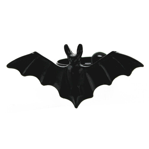 9 Pcs Adjustable Black Plastic Halloween Bat Rings For Kids Adults 2