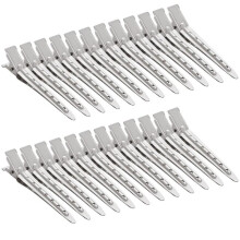 KinZon 24 Packs Duck Bill Clips, Bantoye 3.5 Inches Rustproof Metal Alligator Curl Clips with Holes for Hair Styling, Hair Coloring, Silver
