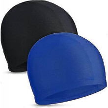 KINZON 2 pices (noir et bleu) bonnets de bain lastiques confortable tissu antidrapant bonnet de bain lger bonnets de bain pour femmes hommes enfants