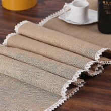 KINZON Chemin de table couleur crme en toile de jute et dentelle - 30*180CM - Style rustique, campagnard - Pour dcoration d'extrieur, fte, mariage, cu
