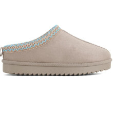 (BEIGE/B, EU 40 - UK 7) LIVE Ladies Faux Fur Lined Slip-On Outdoor Slippers - Warm and Cozy - Girl, Footwear Comfort Footwear Girl Women Black Walking
