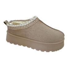 (PLATFORM BEIGE, EU 40 - UK 7) LIVE Ladies Faux Fur Lined Slip-On Outdoor Slippers - Warm and Cozy - Girl, Footwear Comfort Footwear Girl Women Black Walking Shoes Soft
