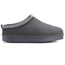 (D GREY, EU 40 - UK 7) LIVE Ladies Faux Fur Lined Slip-On Outdoor Slippers - Warm and Cozy - Girl, Footwear Comfort Footwear Girl Women Black Walking