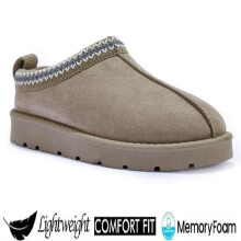 (MUSHROOM , EU 40 - UK 7) LIVE Ladies Faux Fur Lined Slip-On Outdoor Slippers - Warm and Cozy - Girl, Footwear Comfort Footwear Girl Women Black Walking Shoes Soft
