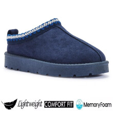 (NAVY, EU 40 - UK 7) LIVE Ladies Faux Fur Lined Slip-On Outdoor Slippers - Warm and Cozy - Girl, Footwear Comfort Footwear Girl Women Black Walking