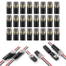 KINZON Wire Connectors, 24pcs Quick Dual Wire Terminal Block, 2 Pin Peel-free Push-type Design Connectors, 18-22awg Wire Quick Splice Connector Wire C
