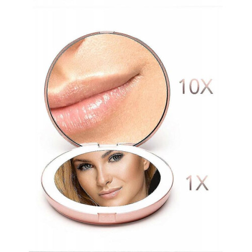 Pocket Illuminated Mirror, 1x / 10x Magnifying - Led Handheld Makeup Mirror with Natural 2