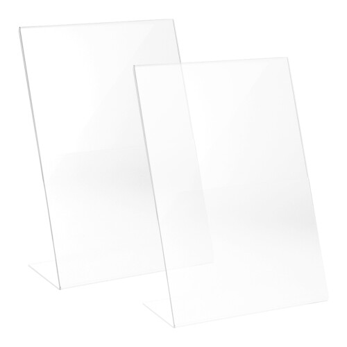 6 Pcs Clear Sign Holders Display Stands For Restaurant Hotel Menu A4