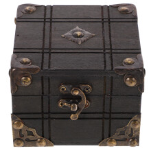 2Pcs Vintage Wooden Treasure Box Keepsake Chest Storage Case
