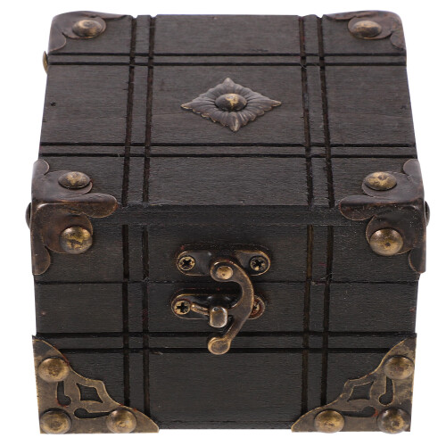 2Pcs Vintage Wooden Treasure Box Keepsake Chest Storage Case