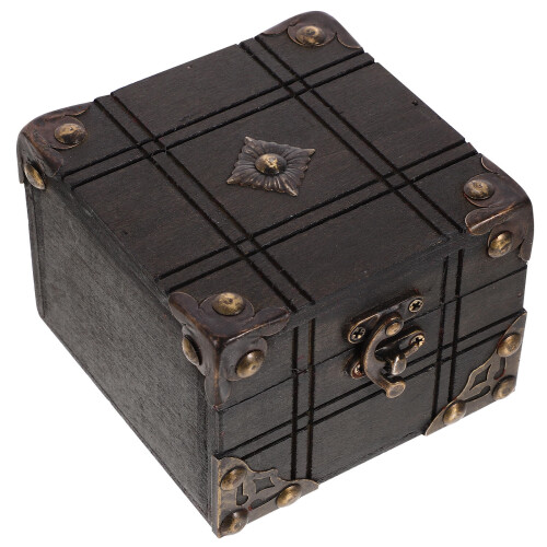 2Pcs Vintage Wooden Treasure Box Keepsake Chest Storage Case 2