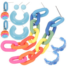 3 Sets Chain Link Earrings Dangle Stud Statement For Women