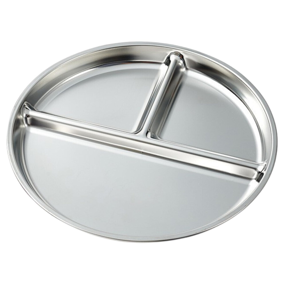 Stainless Steel Kids Plates 3-Compartment Divided Plate With Suction Non-Toxic Stackable Camping Tray Toddler Plate