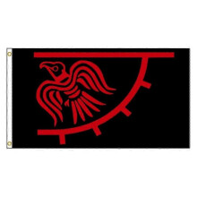 (60 x 90cm) 3x5Ft 90x150cm Raven Viking Red Black Flag