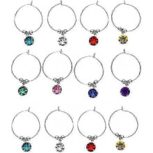 12pcs Colorful Diamonds Wine Glass Ring Identify Label Rings Glass Makers ( Mixed Color )