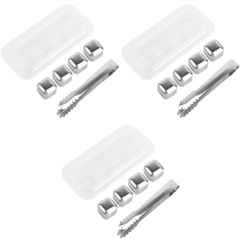 3 Sets Reusable Stainless Steel Silver 2
