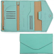 KINZON Porte-passeport de voyage polyvalent  trois volets (vert clair), porte-passeport de portefeuille de voyage  interception RFID, tui  passeport p