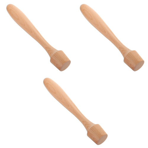 3 Pcs Ice Mallet Wooden Cocktail Muddler Stirring Rod 2