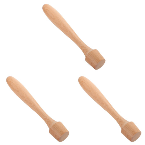3 Pcs Ice Mallet Wooden Cocktail Muddler Stirring Rod 1