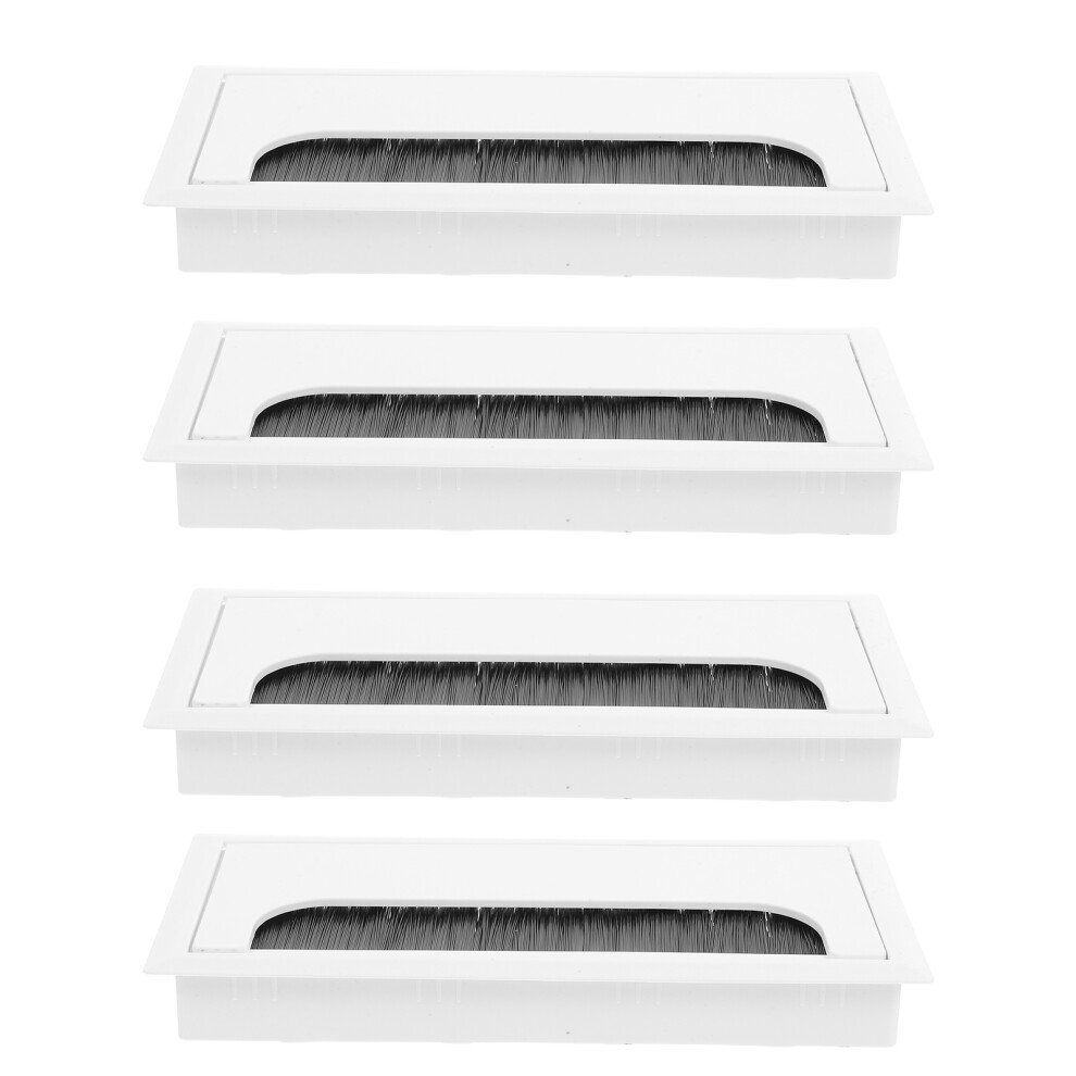 12 Pcs Black Plastic Cable Hole Cover With Brush For Wire Management 033787662253