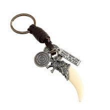 KINZON Porte-cls dent de loup en rsine vintage, cadeaux en cuir, cuir pour enfants et femmes, porte-cls de voiture
