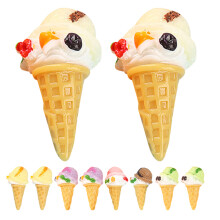40 Pcs Artificial Mini Ice Cream Cone Model Mixed Color