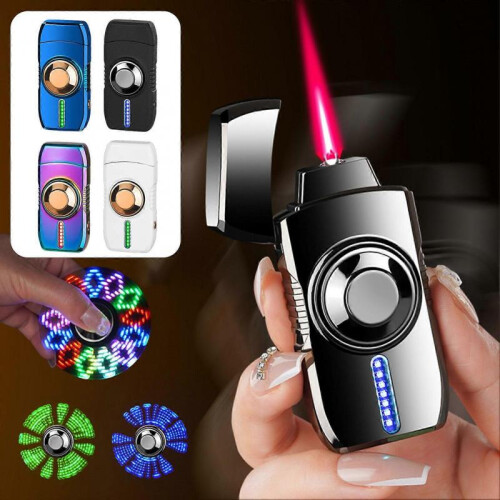 (C) LED Light Fidgets Spinners Lighter Lightweight Multi-Use Vintage Lighter for Indoor Outdoor 1