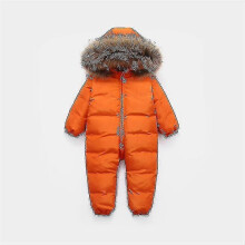 (18M, Orange) Russian New Jumpsuit Kids Winter Wear Baby Boy Snowsuit Parka Nature Fur 90% Duck Down Jacket For Girl Clothes Coat Overalls-ZZY