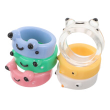 24 Pcs Cute Frog Rings: Resin 0.68 Inch Kids Finger Ring For Girls
