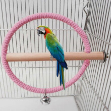 Playground Natural Wooden Bird Parrot Swing Stand Cage Training Toy Pink