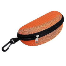 (Orange) Portable Sunglasses Case Glasses Protector Lightweight Zipper Eyeglass Shell With Carabiner